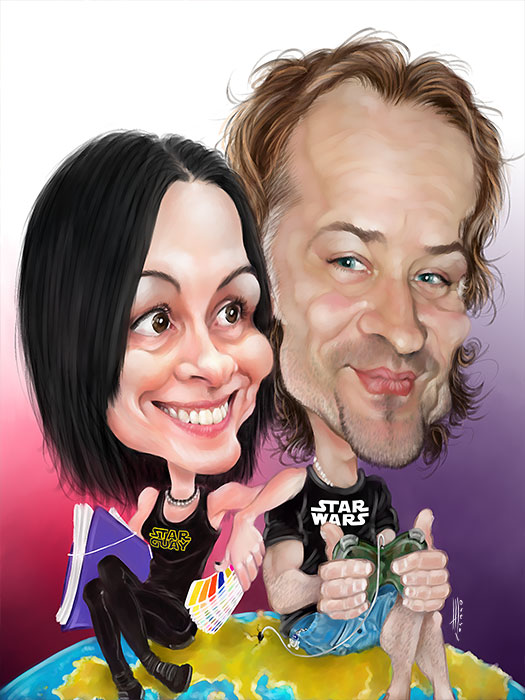 Caricaturas en pareja