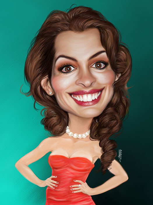 Caricatura de Anne Hathaway