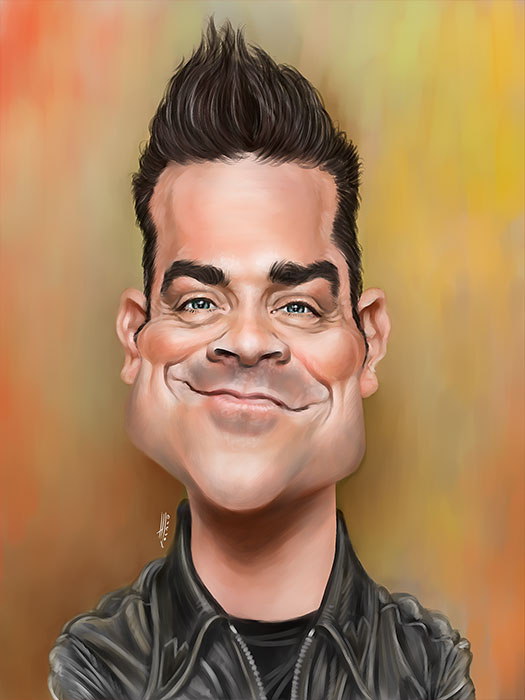 Caricatura de Robbie Williams