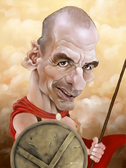 Caricatura de Yanis Varoufakis